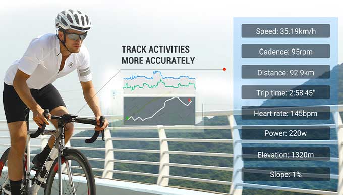 Improve riding efficiency with a bike Computer with 96 Hours GPS Tracking