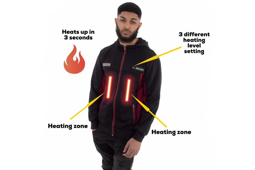 Devacci : Electronic heated hoodie