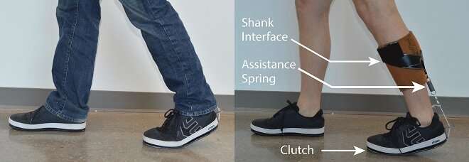 The new ankle exoskeleton design integrates into the shoe and under clothing.