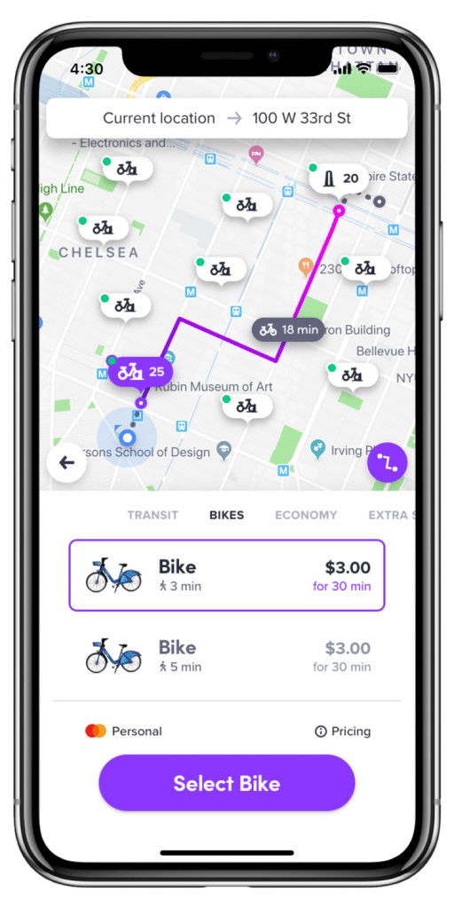 Lyft added Citi Bikes into its app
