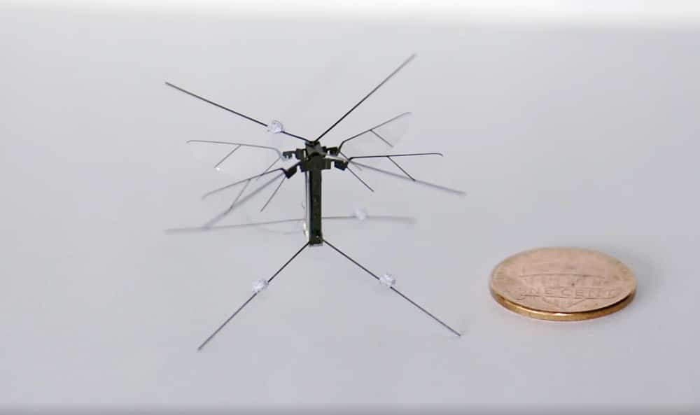 A four-winged flying robot weighs just 95 grams.