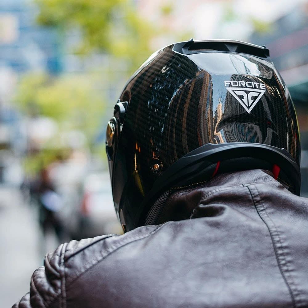 Forcite smart motorcycle helmet back view