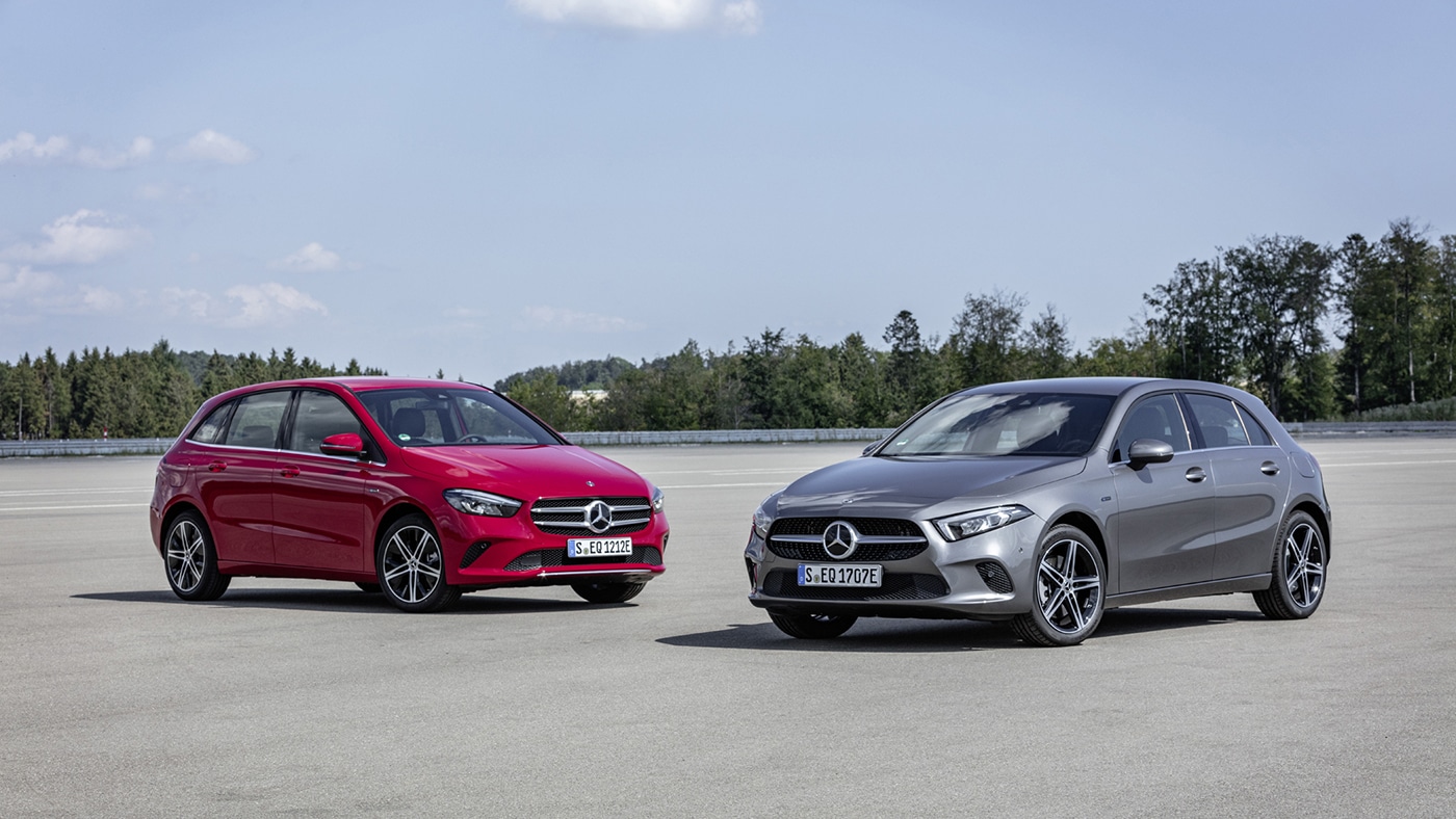 Mercedes-Benz Plug-in-Hybrid A250e and Mercedes-Benz Plug-in-Hybrid B250e. Image Credit: Mercedes-Benz