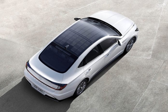 Being able to charge even while driving, the solar roof system can charge 30 to 60 per cent of the battery per day. Image Credit: Hyundai