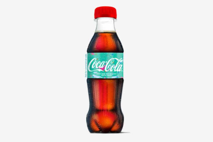Coca-Cola's first ever sample bottle made using recovered and recycled marine plastics.