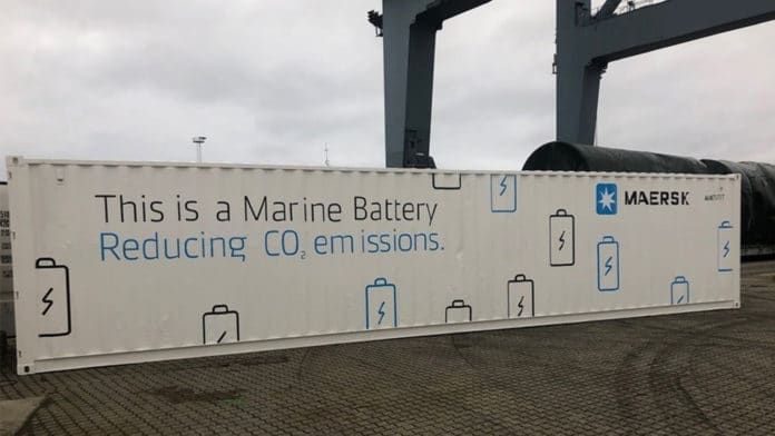 Maersk containerized 600 kWh marine battery system. Credit: Maersk