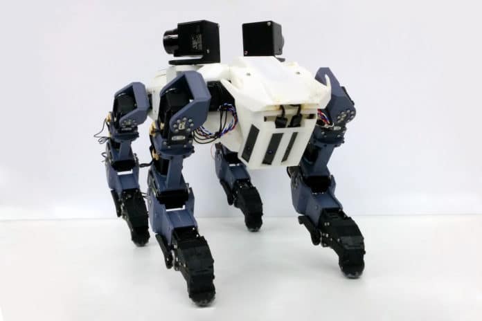 A cute little (7 kilograms) quadruped with 5 degrees-of-freedom legs.