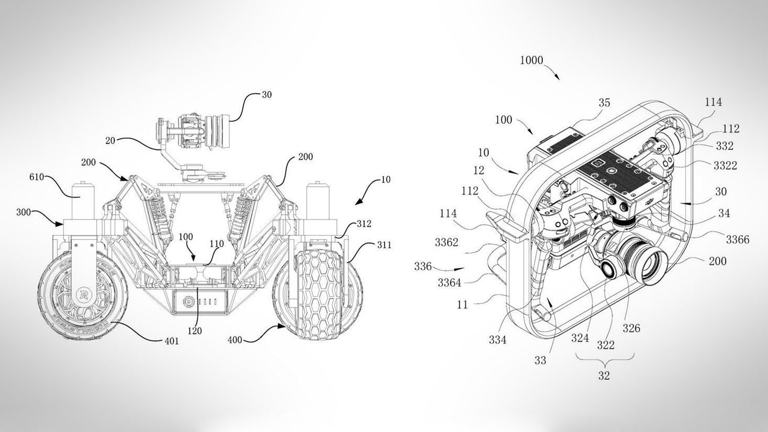 The illustration of DJI camera car patent.