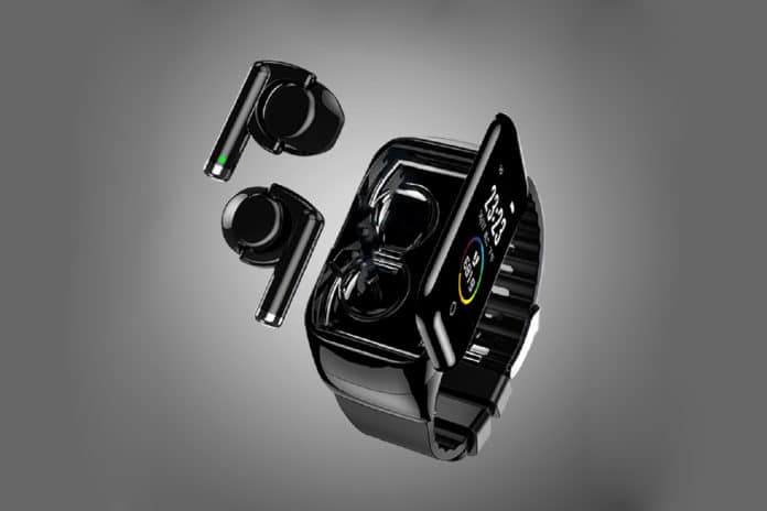 Wristbuds introduced a smartwatch with wireless headphones hidden inside.