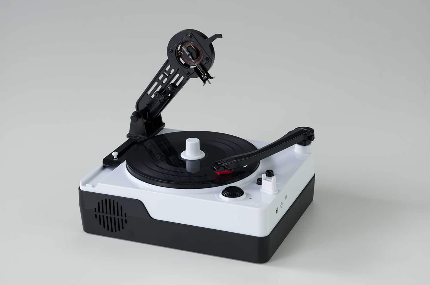 The Instant Record Cutting Machine able to cut blank vinyl discs and play them back instantly.