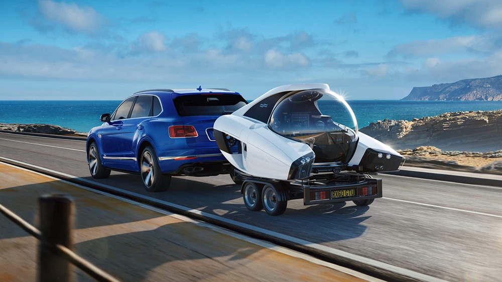 The NEMO can be towed behind a car on a trailer for shoreside launching.