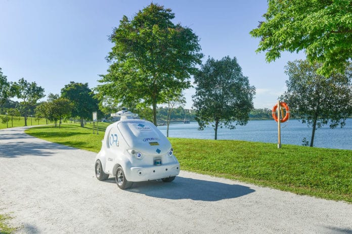Remote-controlled robot urges Singaporeans to stay indoors.
