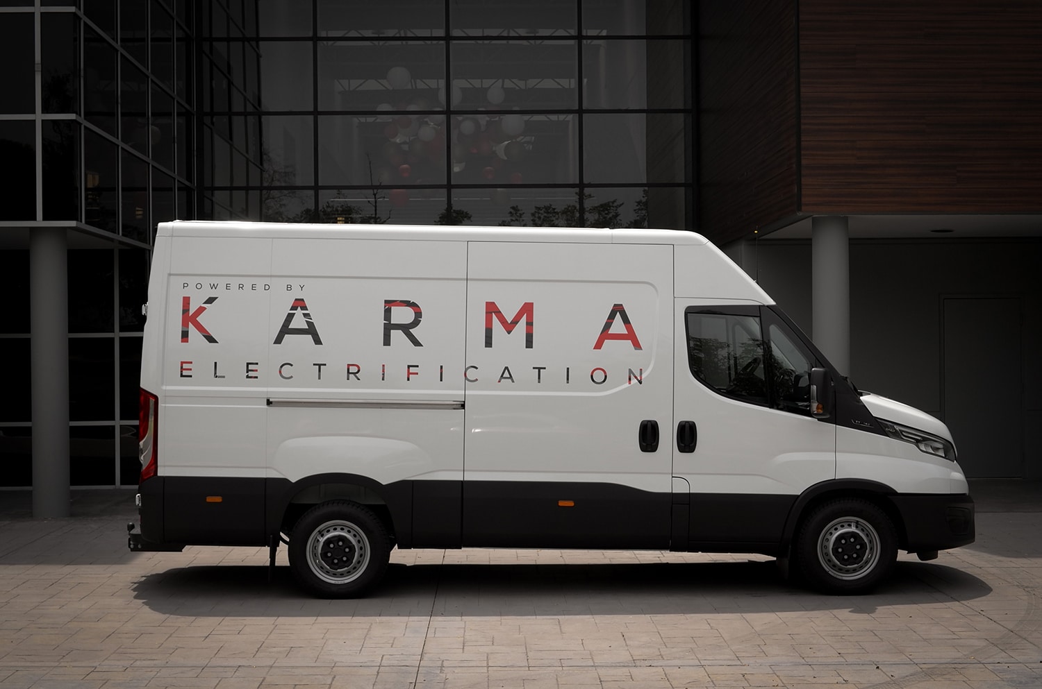 Karma showcased an extended range E-Flex utility van platform.