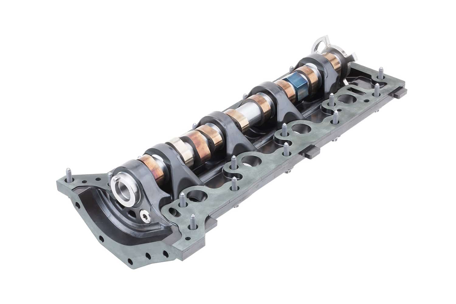 The camshaft module features a monolithic design with integrated bearings.