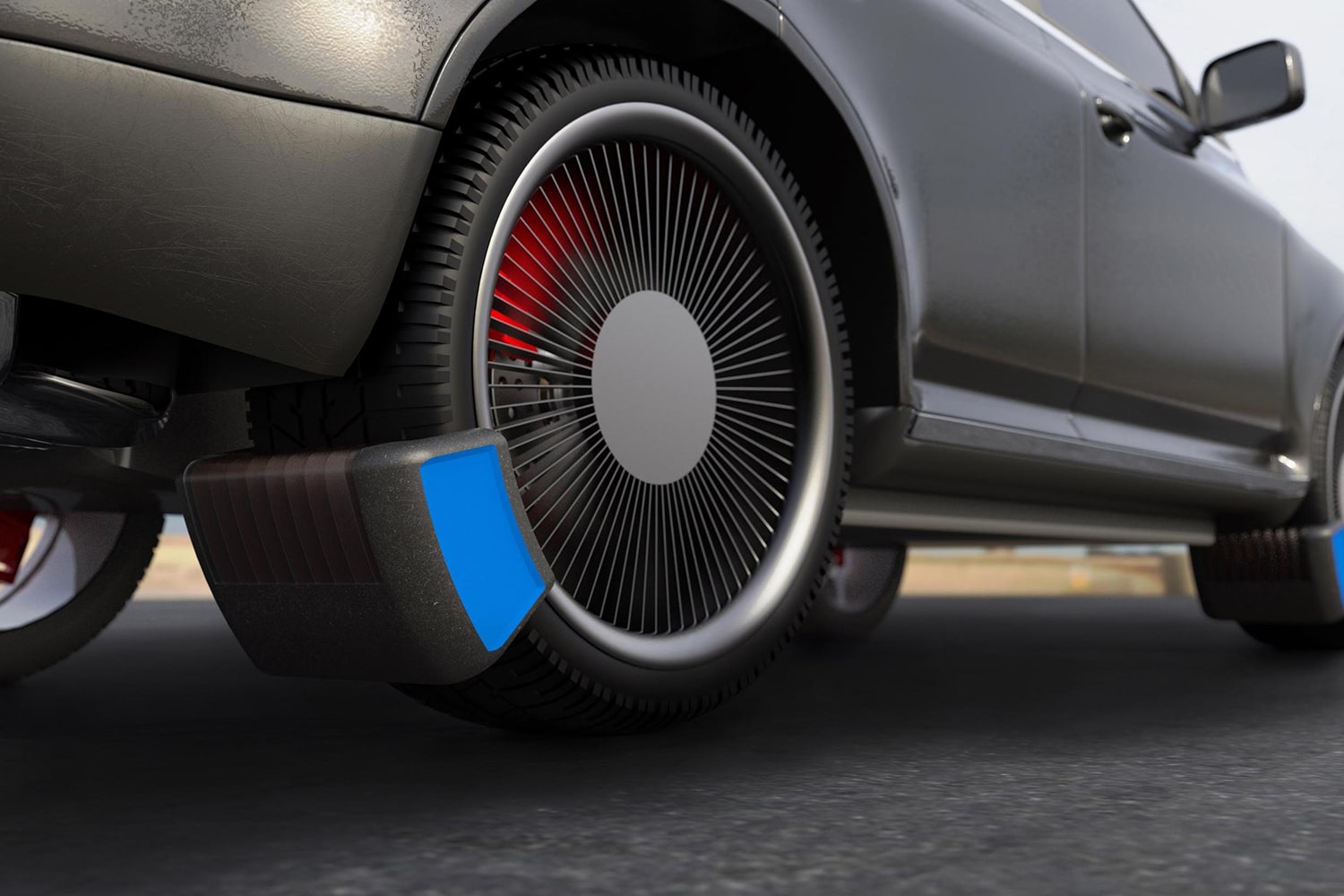 Prototype device traps harmful microplastics from your tires while driving.