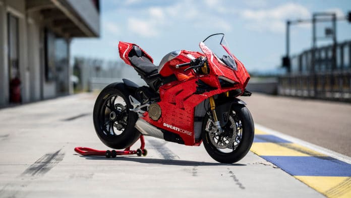 The Ducati Panigale V4 R made of LEGO pieces in 1: 1 scale.