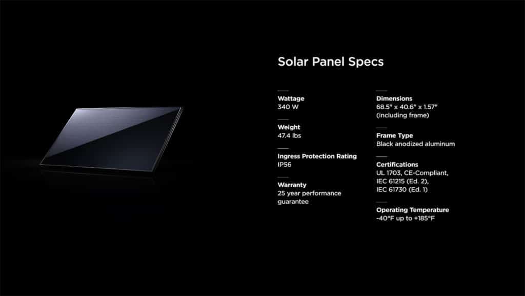 Tesla solar roof tile specifications.