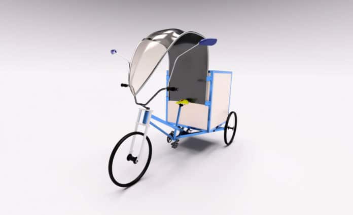 Delfast showed the updated frame design of its electric cargo tricycle.