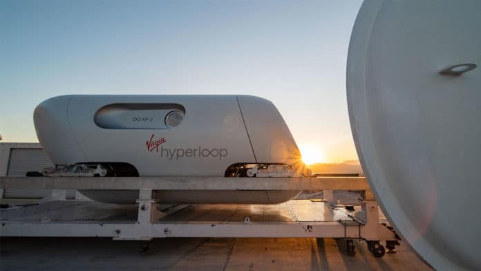 Virgin Hyperloop completes its first hyperloop passenger test.