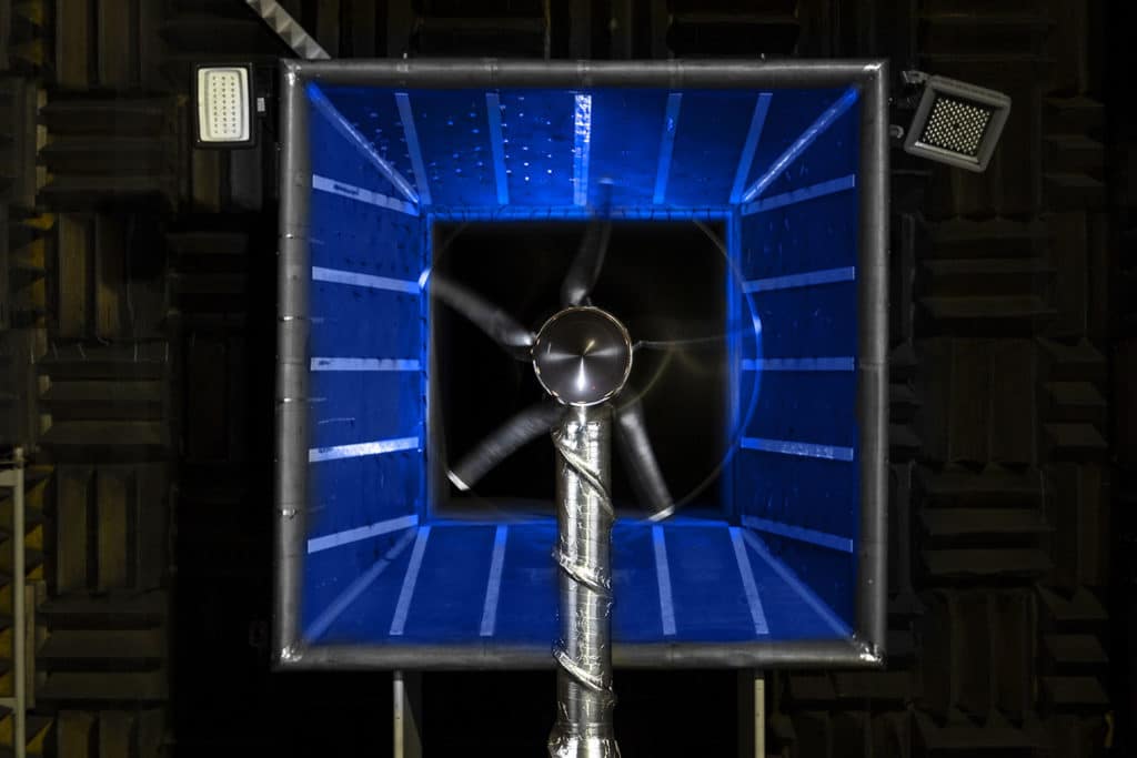 NASA's all-electric X-57 propeller designs undergo wind tunnel tests.