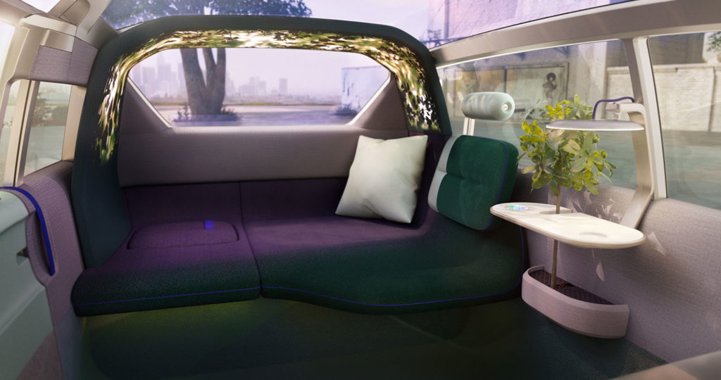This eye-catching self-driving concept looks like a living room on wheels.