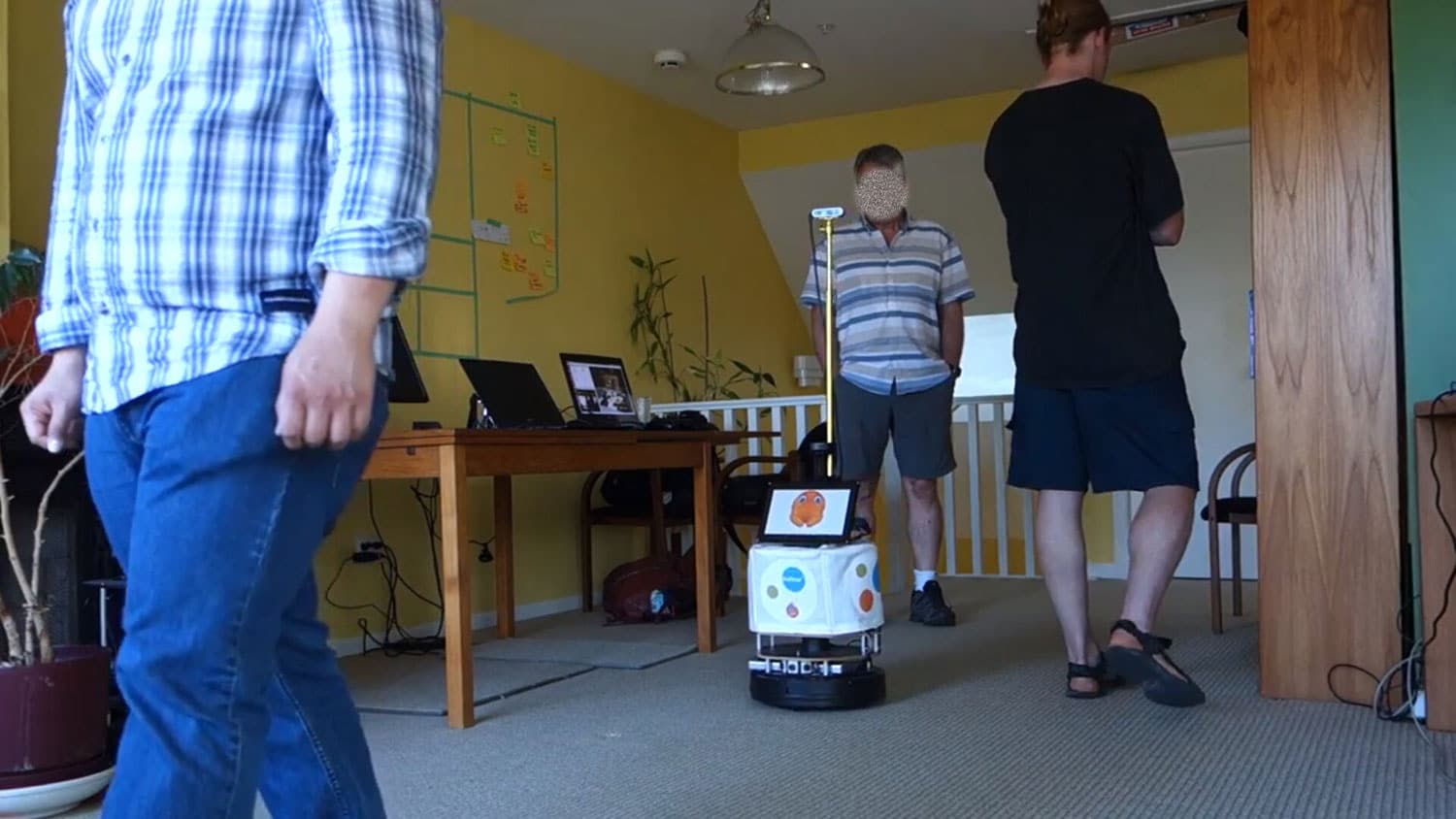 Robots were taught to track nearby person and follow them.
