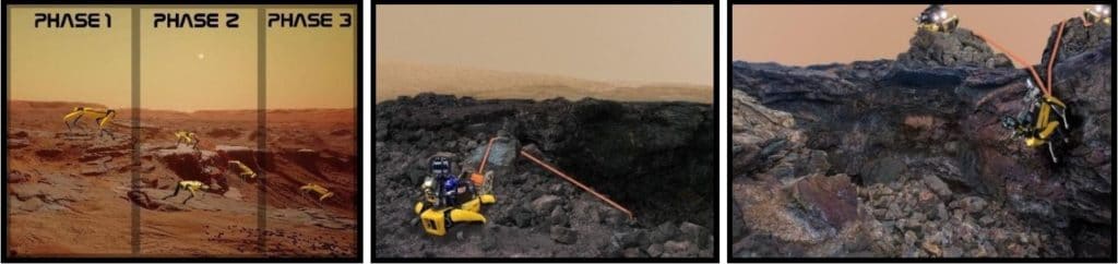 Biomimetic robots for the exploration of Mars, from its rugged surface to its hidden caves.