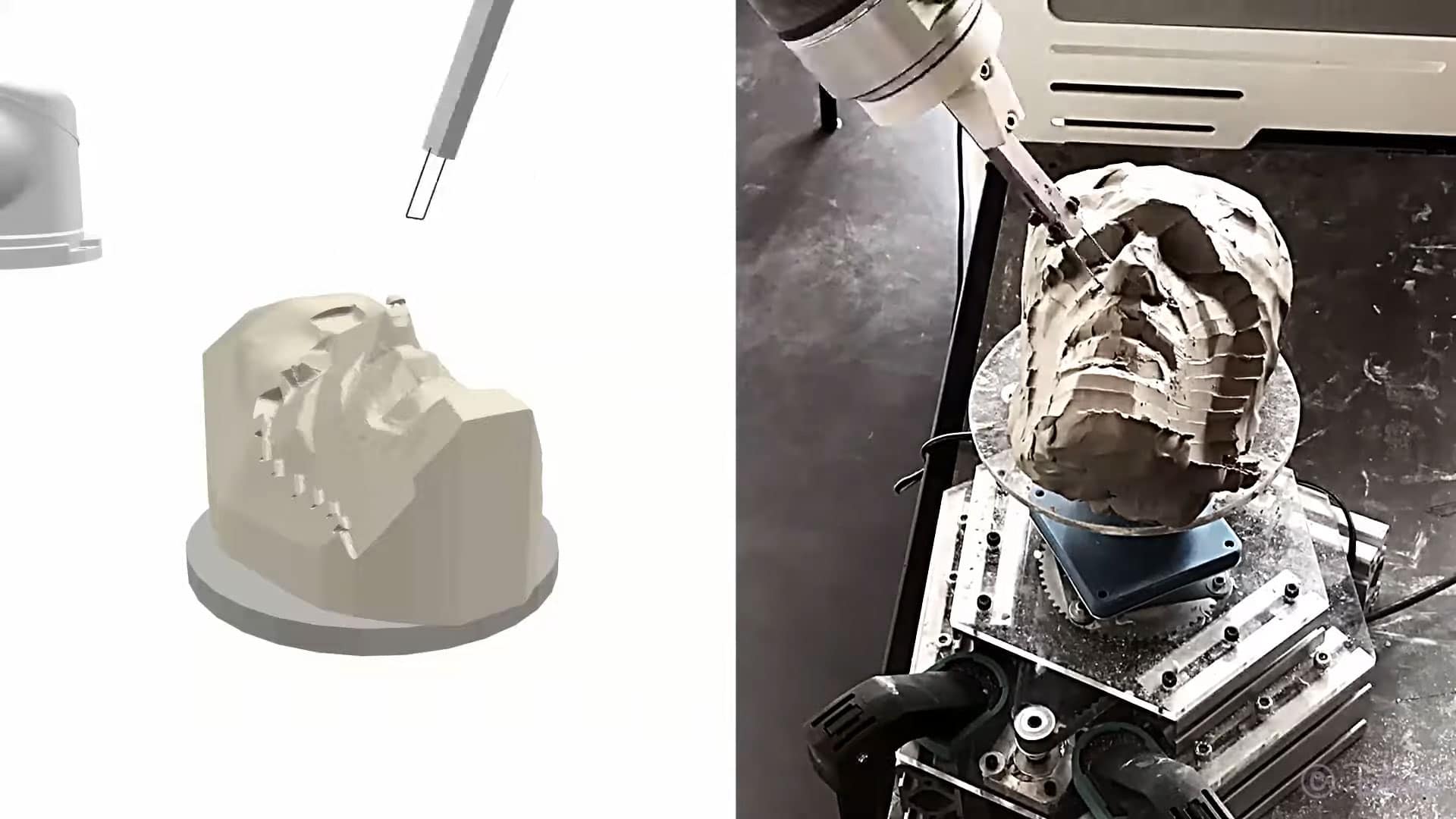 RobotSculptor uses a standard 6-axis robot arm to sculpt clay models.