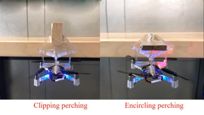 A novel perching gripper allows drones to hang onto objects.