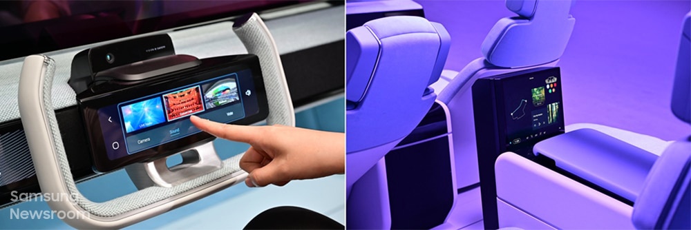 Samsung's 49-inch Digital Cockpit turns cars into a remote office, online concerts.
