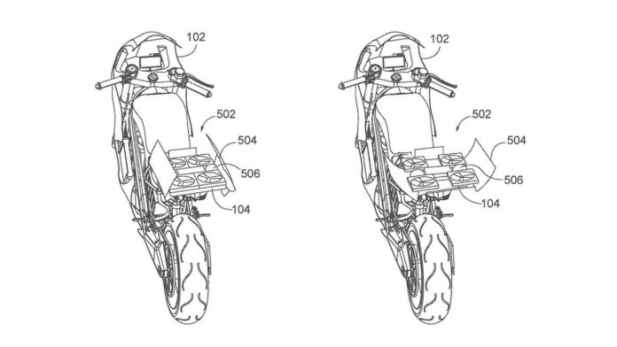 Honda patents an electric motorcycle with a built-in drone.