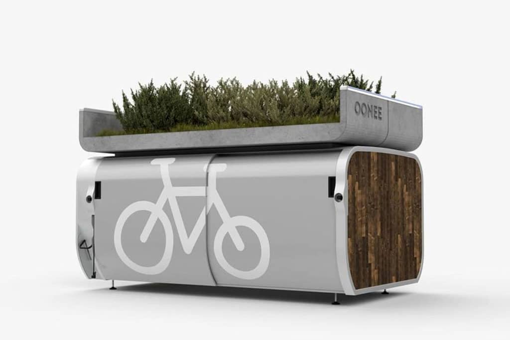 Oonee Mini pod promises 10 bike parking spaces in place of one car.