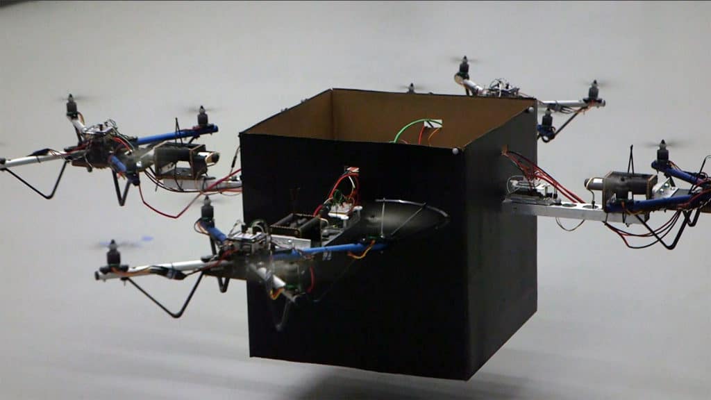 Control system lets multiple drones work together to lift heavy packages