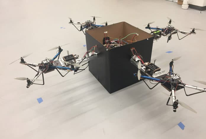 Control system lets multiple drones work together to lift heavy packages