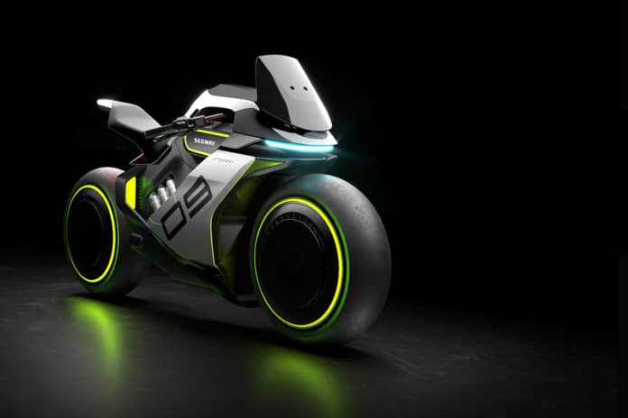 Segway Apex H2, the first electric hydrogen hybrid motorcycle.