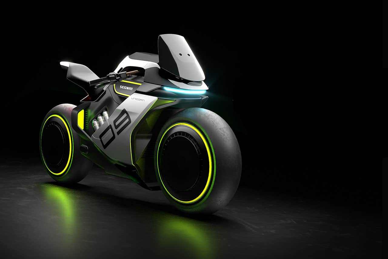 Segway Apex H2, the first electric hydrogen hybrid motorcycle.
