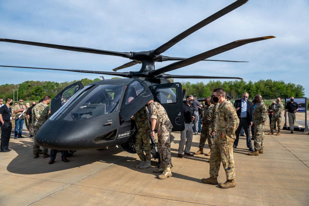 Sikorsky S-97 RAIDER helicopter demonstrates its agility for the US Army.