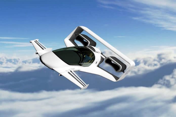 Jetoptera VTOL aircraft concept propels forward by two bladeless fans.
