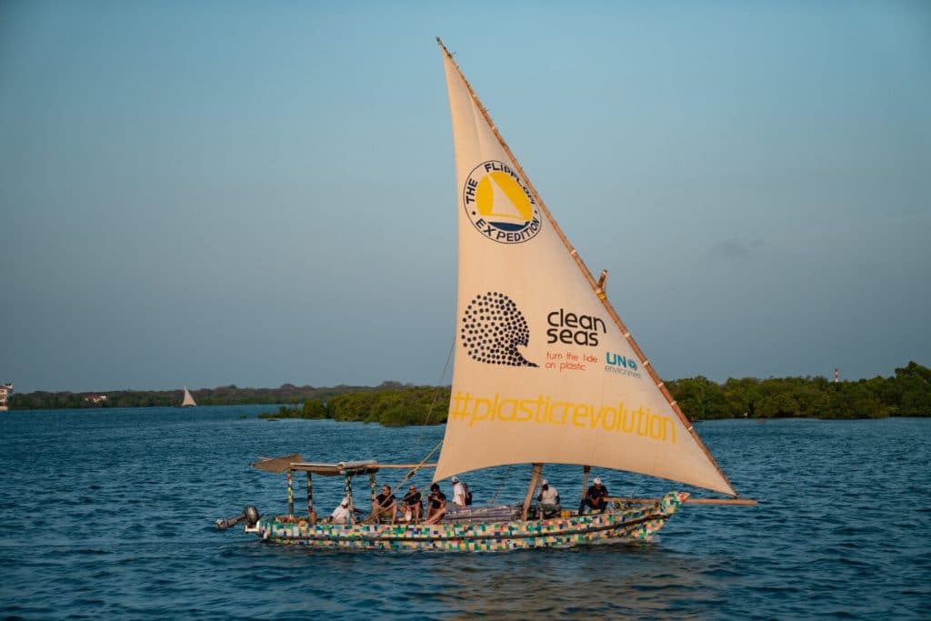 Flipflopi, a boat made entirely from recycled flip-flops and ocean plastic.