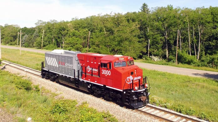 Wabtec’s FLXdrive battery-electric locomotive cuts freight train fuel use by 11%.