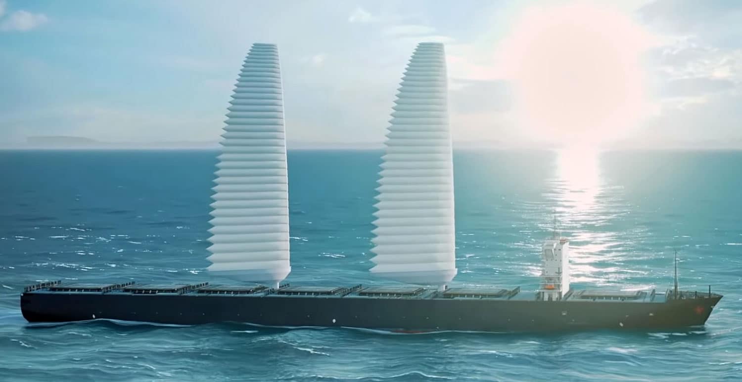 Michelin's inflatable sails help cut cargo ship fuel usage and emissions.