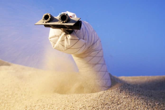 Fast, steerable, burrowing soft robot for subterranean investigations