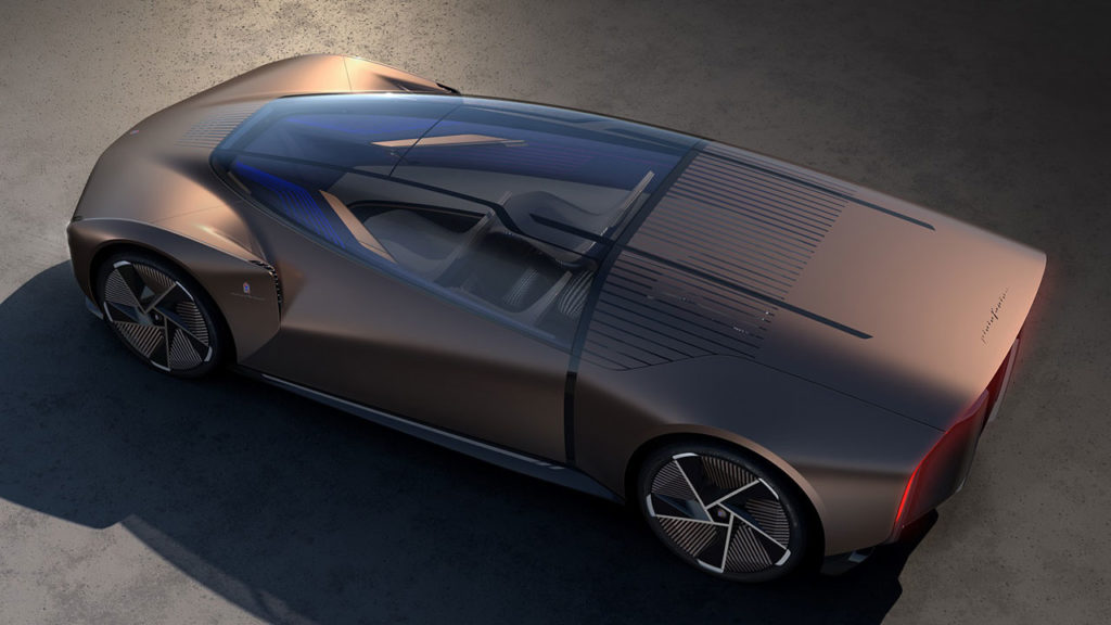 Pininfarina Teorema, a futuristic Virtual Concept Car with unique seat layout.