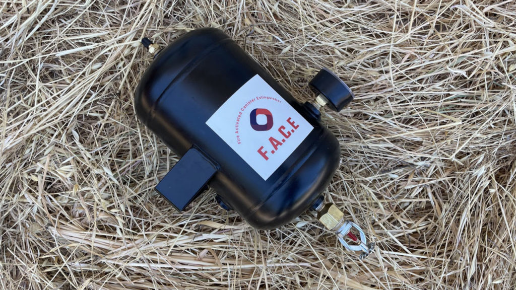 F.A.C.E. is a self-contained, heat-activated fire suppression device.