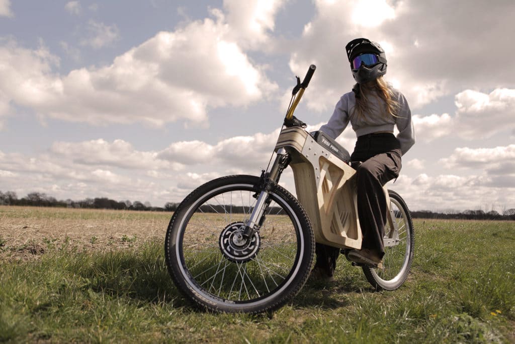 The e-bike is a brainchild of a passionate woodworker Evie Bee.
