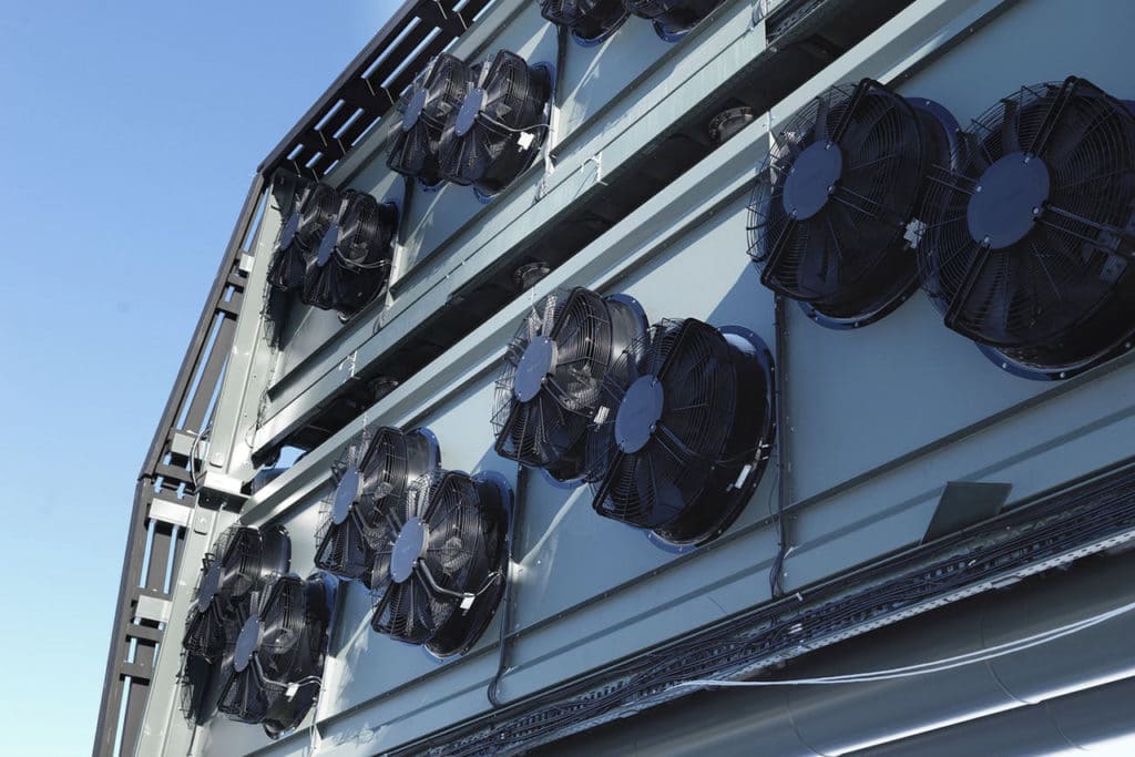 The Orca plant utilizes massive fans to draw in large amounts of air.