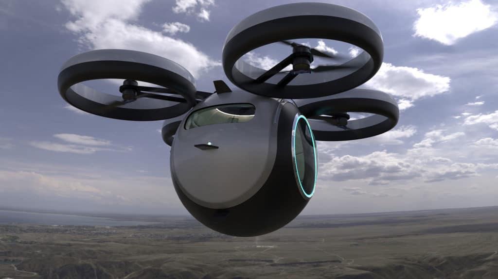 For air travel, Lazzarini imagines the Stratosfera Volante as an eVTOL.