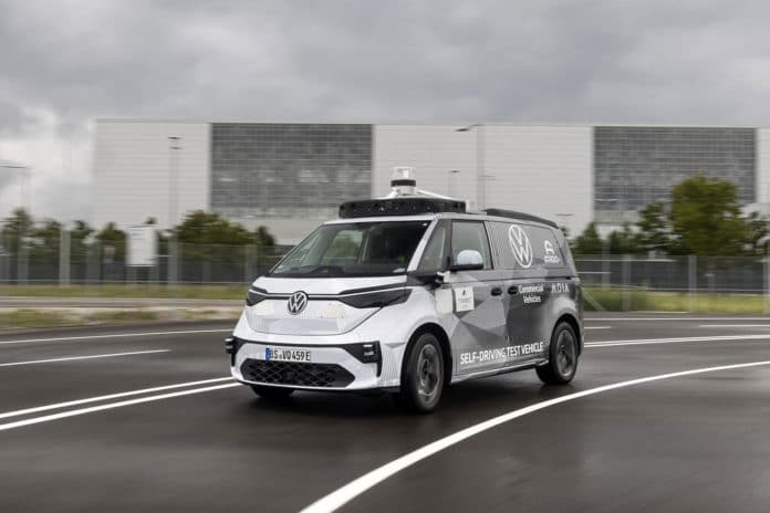 Volkswagen and Argo AI begins testing ID. BUZZ self-driving van in Munich.