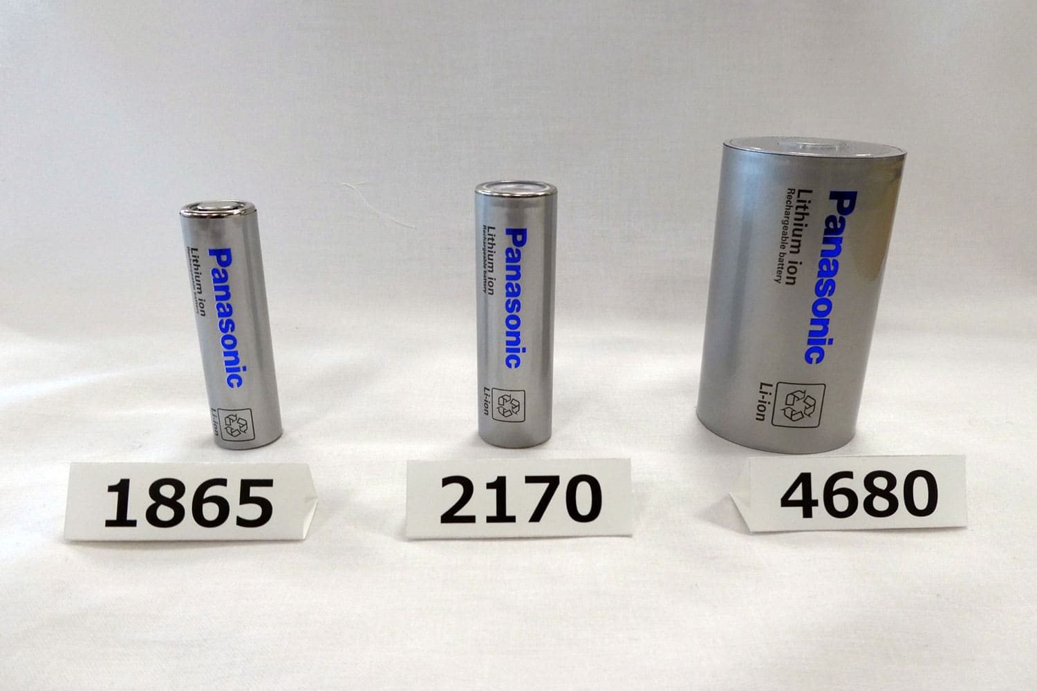 A prototype of Panasonic’s next-generation 4680 battery.