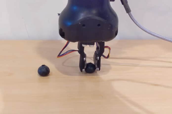 Picking up a delicate item — like this blueberry — without squishing it is hard for a robot.